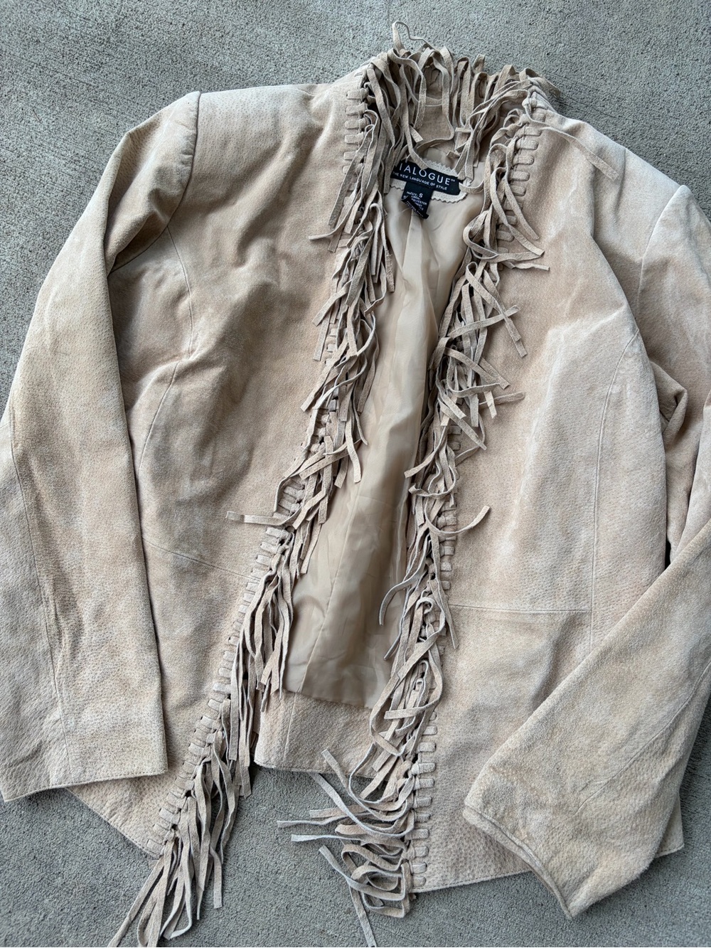 Vintage 90s leather dialogue fringe suede jacket coat bohemian western top